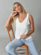 Belle Femme Women's Blouse Sleeveless White