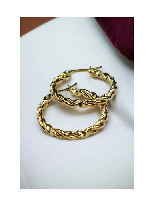 Stainless Steel Gold Thin Woven Hoop Earrings