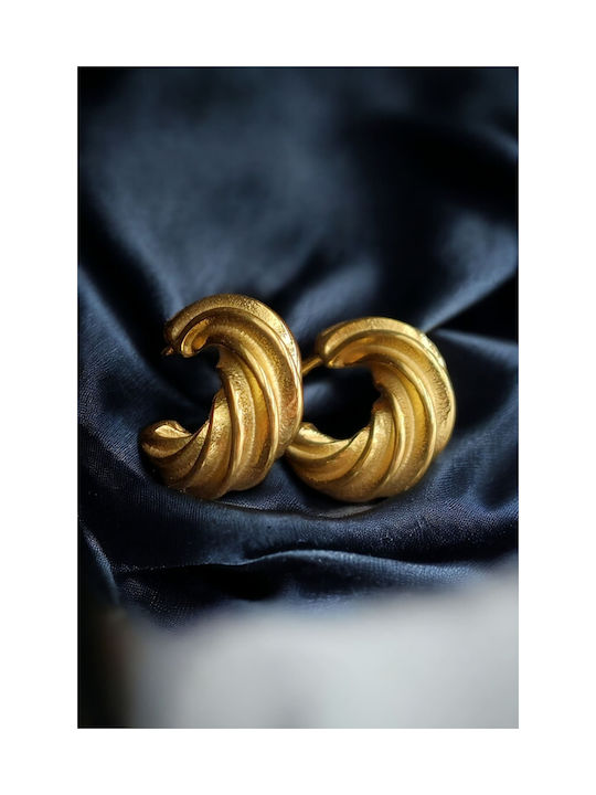 Stainless Steel Gold Croissant Hoop Earrings