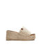 Beige Espadrille Platforms Wide Strap