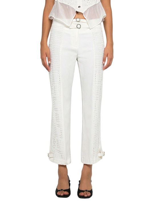 LAAGAM Femei Tesatura Pantaloni White