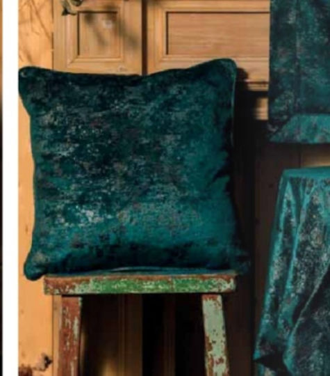 Liolios Home Velvet Sofa Cushion Petrol Blue 50x50cm