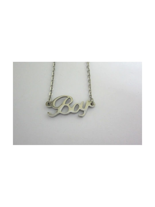 Steel Necklace Silver Boy 1pc