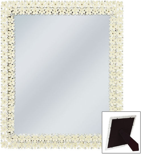 Marhome Oglindă de machiaj De birou 29x34cm Bej