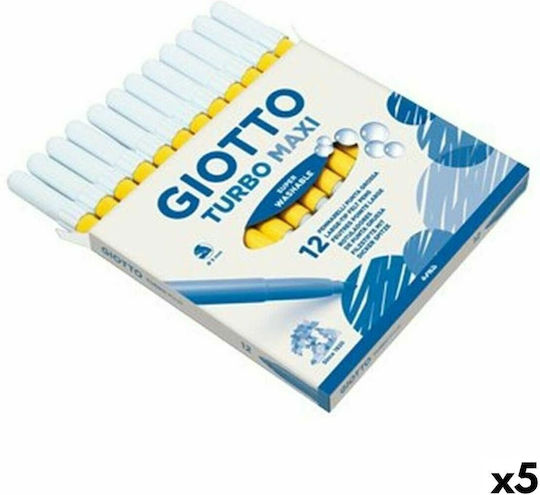 Giotto Turbo Maxi Κίτρινοι Μαρκαδόροι Ζωγραφικής 5mm Χονδροί Σετ 12τμχ