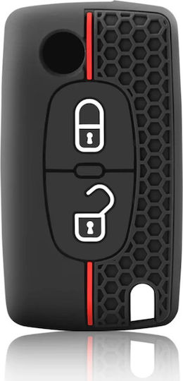 Car Key Cover Case made of with 2 Buttons for Citroen / Peugeot in Black Color