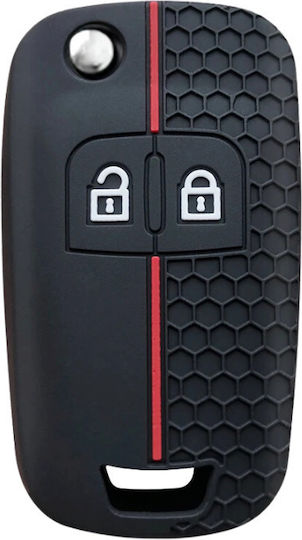 Car Key Cover Case made of with 2 Buttons for Opel in Black Color