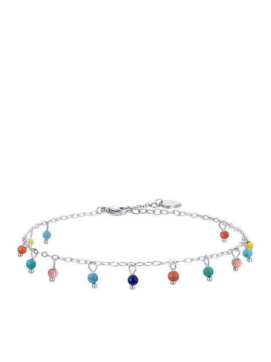 Luca Barra Steel Blue Anklet