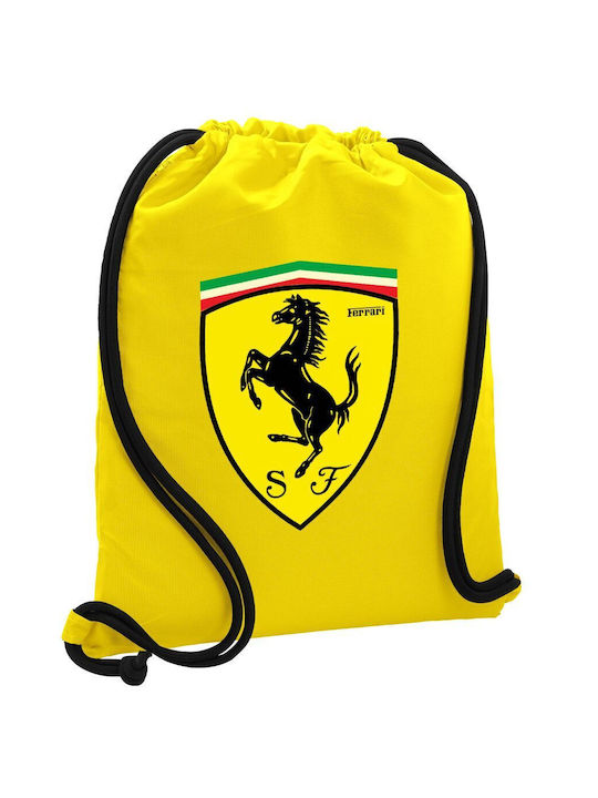 Ferrari Rucksack Beutel Gymbag Gelbe Tasche 40x48cm & dicke Kordeln