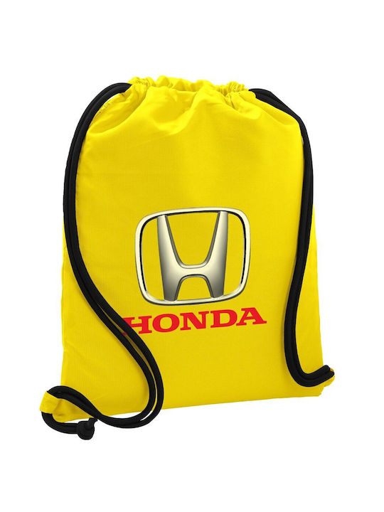 Rucsac Honda pentru sală, geantă galbenă, buzunar 40x48cm și șireturi groase
