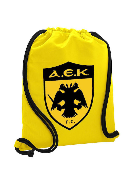 Aek Backpack Bag Gymbag Yellow Pocket 40x48cm & Thick Cords