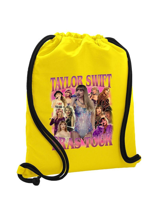 Taylor Swift Τσάντα Πλάτης Πουγκί Gymbag Κίτρινη Τσέπη 40x48cm & Χονδρά Κορδόνια
