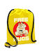 Rucsac Judo Free Hugs Pouch Gymbag cu buzunar galben 40x48cm și șireturi groase