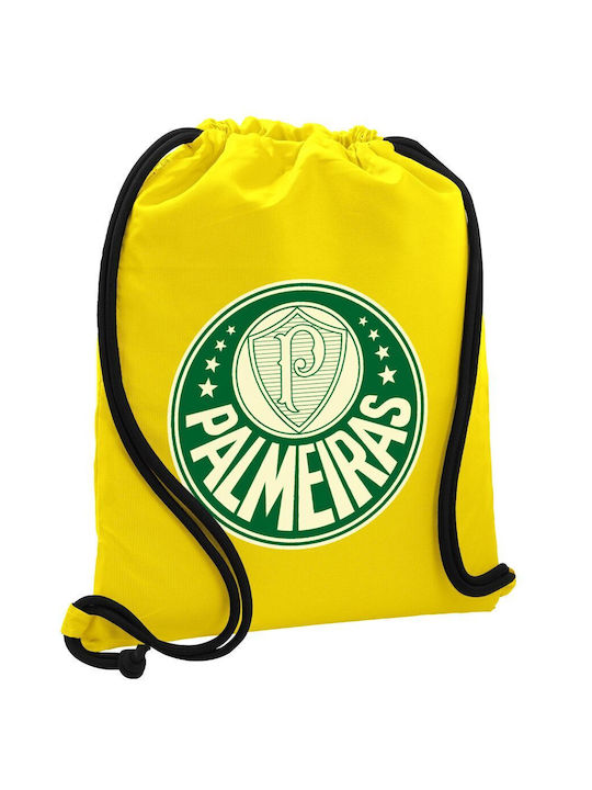Rucsac Palmeiras cu șnur, geantă de sport, buzunar galben, 40x48cm și șnururi groase