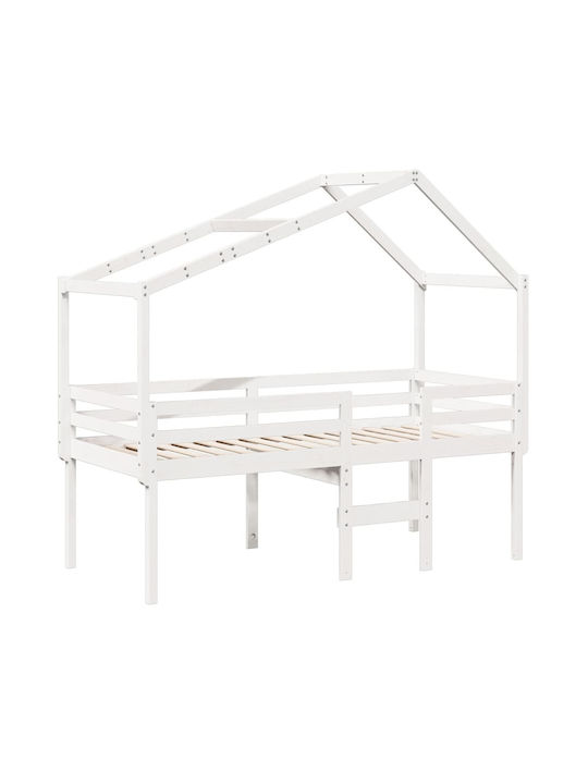 Pat pentru Copii Loft Bed Single Alb pentru Sal...