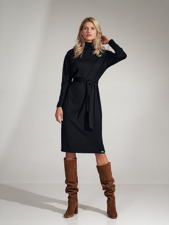 Figl Midi Dress Turtleneck Black