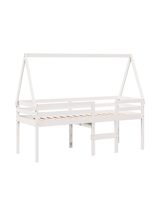 Pat pentru Copii Loft Bed Single Alb pentru Sal...