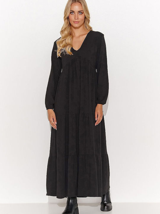 Makadamia Maxi Dress with Ruffle Black