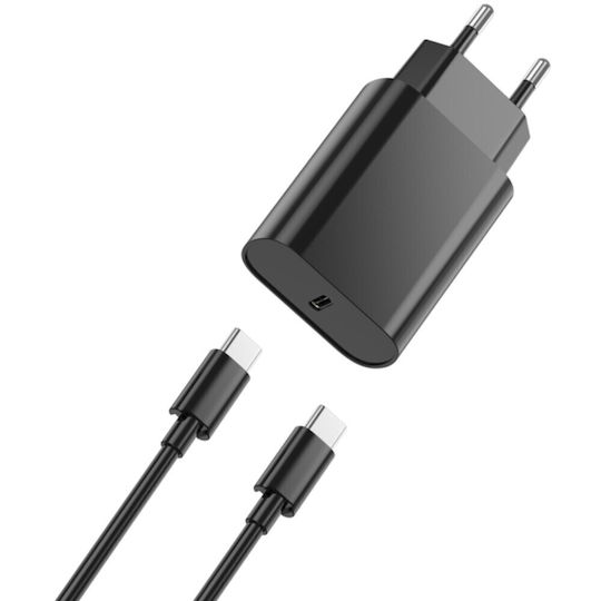 Wiwu Φορτιστής με Θύρα USB-C και Καλώδιο USB-C - USB-C 20W Power Delivery Μαύρος (WI-U001)