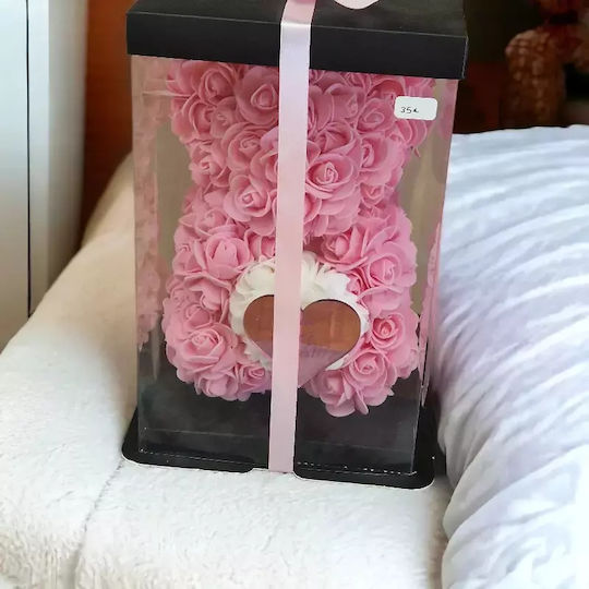 Bear of Artificial Roses Pink 25cm