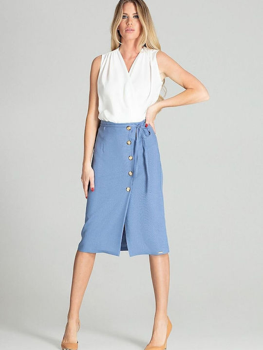 Figl Midi Skirt Checked in Blue color