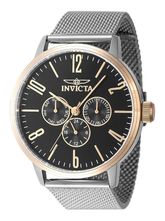 Invicta Men's Watch 44mm Chronograph Battery with Silver Metal