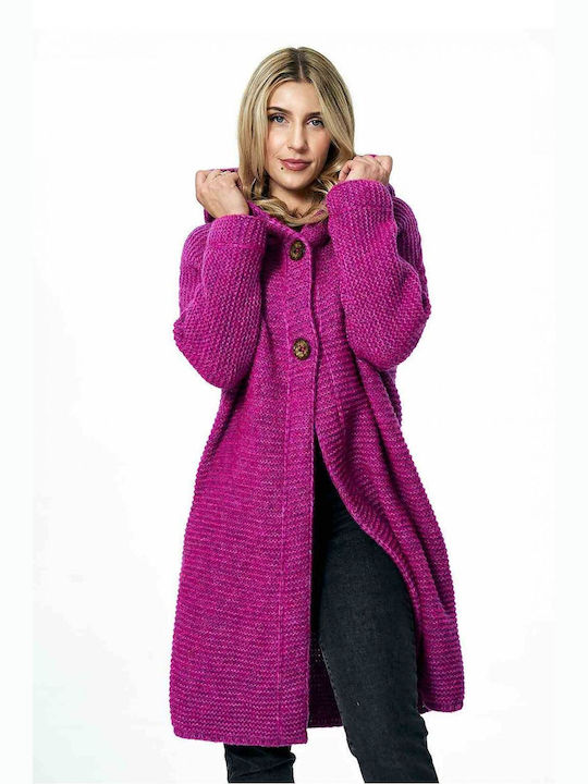 Figl Women's Knitted Cardigan with Buttons Purple