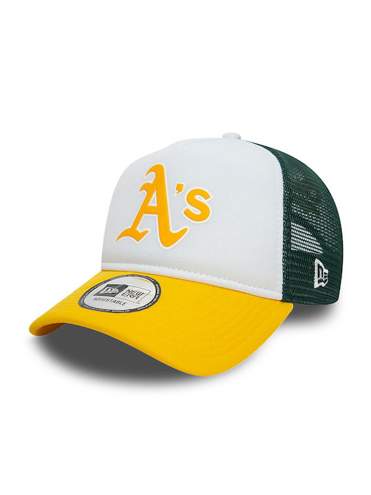 New Era Oakland Athletics Mlb Logo Snapback Trucker Cap Yellow