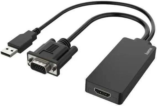 Hama Converter Vga+usb Male Hdmi Female Full Hd 1080p Black