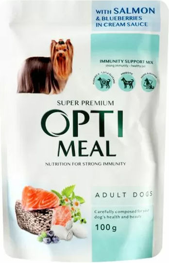 OptiMeal Wet Food Dogs in Pouches with Salmon, Blueberries, Vegetables and Fish Gluten-Free 100gr