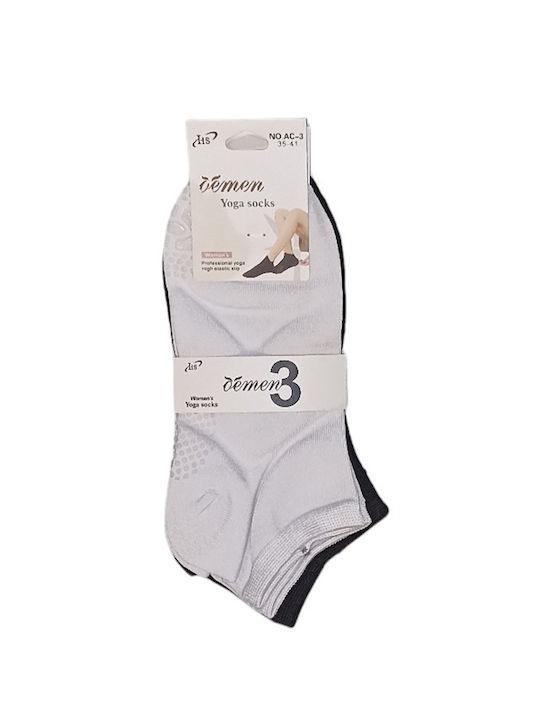 Demen Damen Socken White-black-pink 3Pack