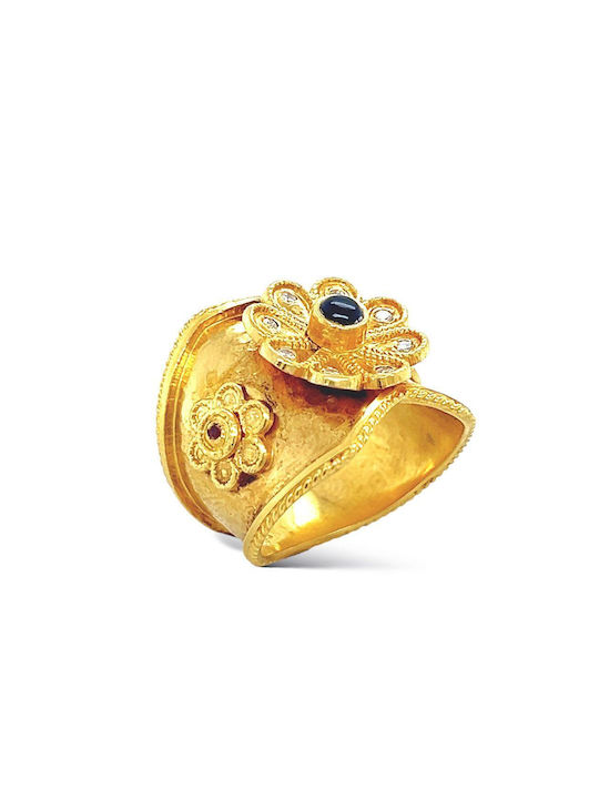 Πολύτιμο Women's Gold Ring with Diamond 18K