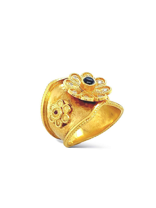 Polytimo Damen Ring mit Diamanten aus Gold 18K