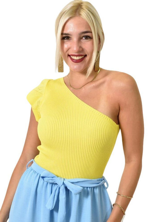 Women's One Shoulder Yellow Top 24869