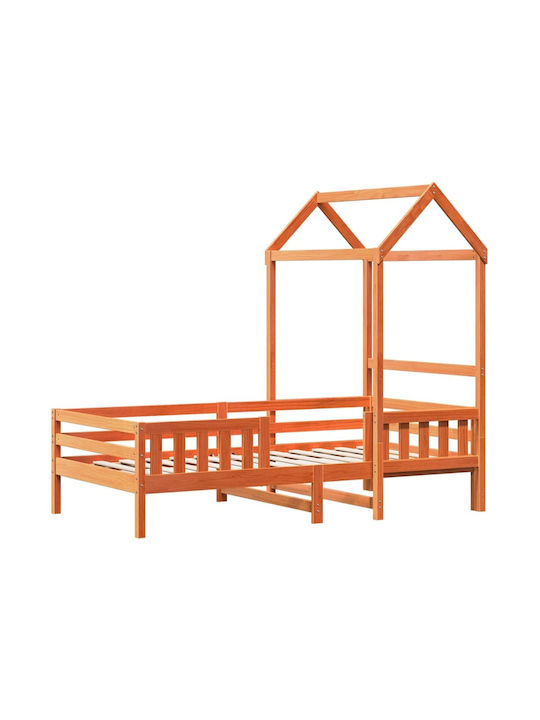 Детско Легло Единично Кафяв за Матрак 100x200см