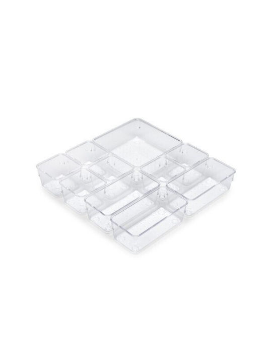 Emuca Drawer Organizer with Drawers & Dividers Transparent 10 Pieces 30.3x30.3x5.4cm
