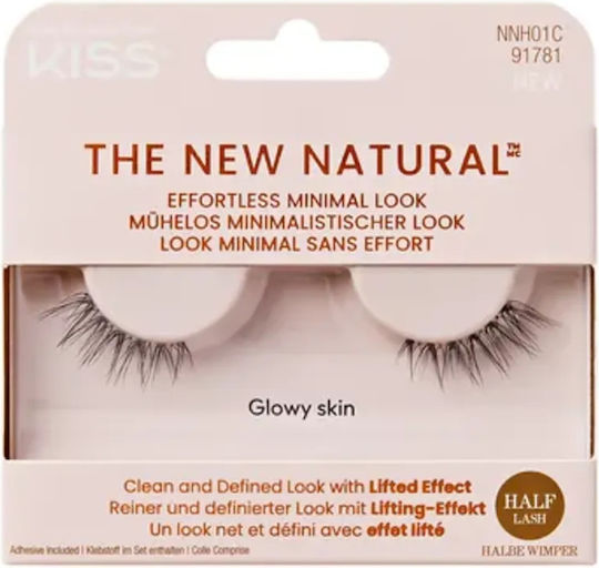 Kiss The New Natural Μαγνητικές Half Lashes Glowy Skin Μαύρες