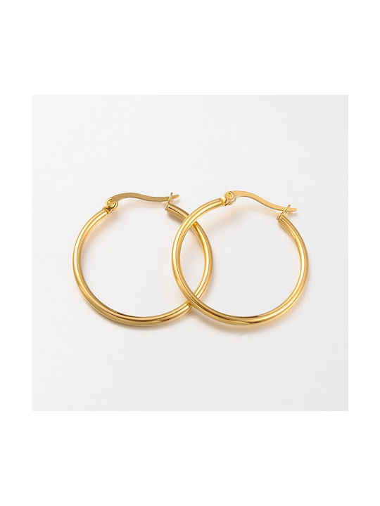 Stainless Steel Gold Hoop Earrings 30mm 1 Pair