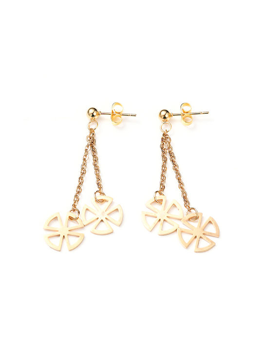 Stainless Steel Hanging Earrings Gold 46mm 1 pair