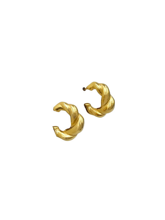 Steel Twisted Gold Hoop Earrings 25mm 1 Pair