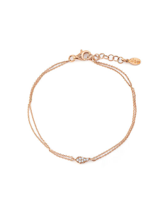 Bracelet Chain made of Silver Gold Plated with Zircon