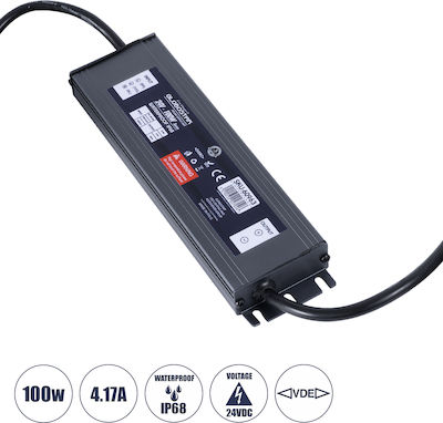 Adjustable Dimmable LED Power Supply Waterproof IP68 Power 100W with Output Voltage 24V GloboStar