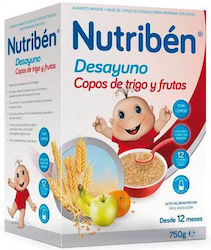 Nutriben Babykost-Glas Breakfast Flakes Wheat Wheat Fruit für 12m+ 750gr