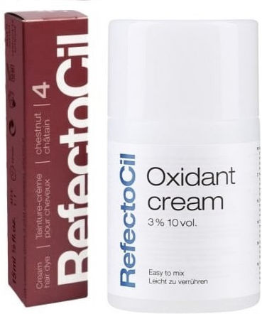 Set complet Refectocil pentru vopsirea genelor și sprâncenelor, cremă oxidantă Pro 100 ml, vopsea castaniu
