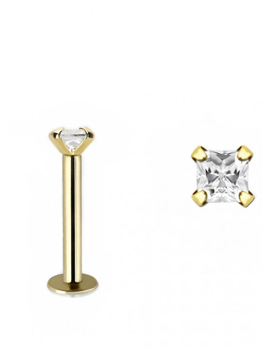 Precious Gold K14 Single Stone Zircon Earring Tragus Labret Glbzq-2