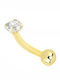 14K Gold Single Stone Piercing Earring Eyebrow Banana Gbnbz-25