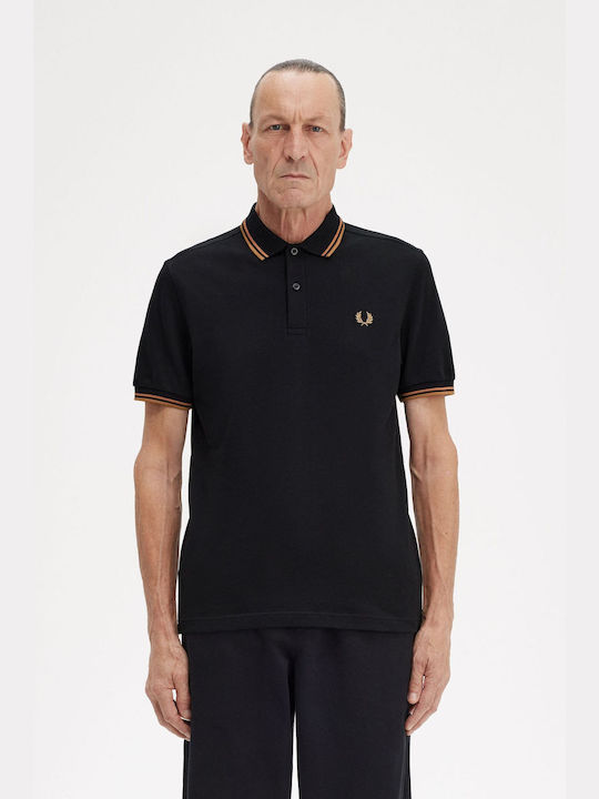 Fred Perry Men's Blouse Polo Black Nut Flake Da...