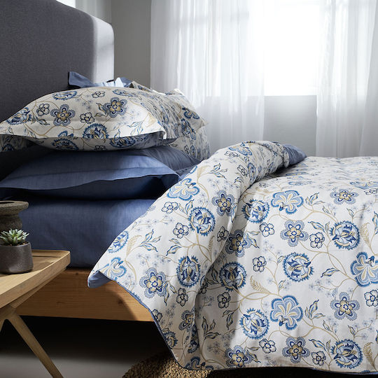 Vesta Home Como 1 Cuvertură King Size Din Bumbac Satinat Albastru 270x270cm