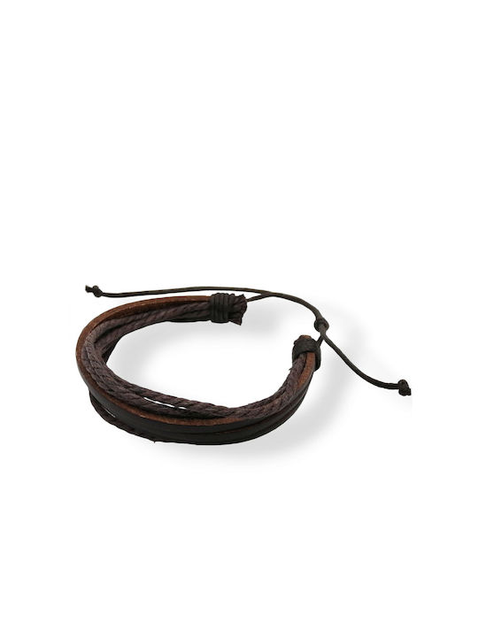 Leather Men's Bracelet Cord Coffee 1 piece