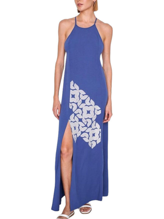 Ale - The Non Usual Casual Maxi Dress with Slit Blue